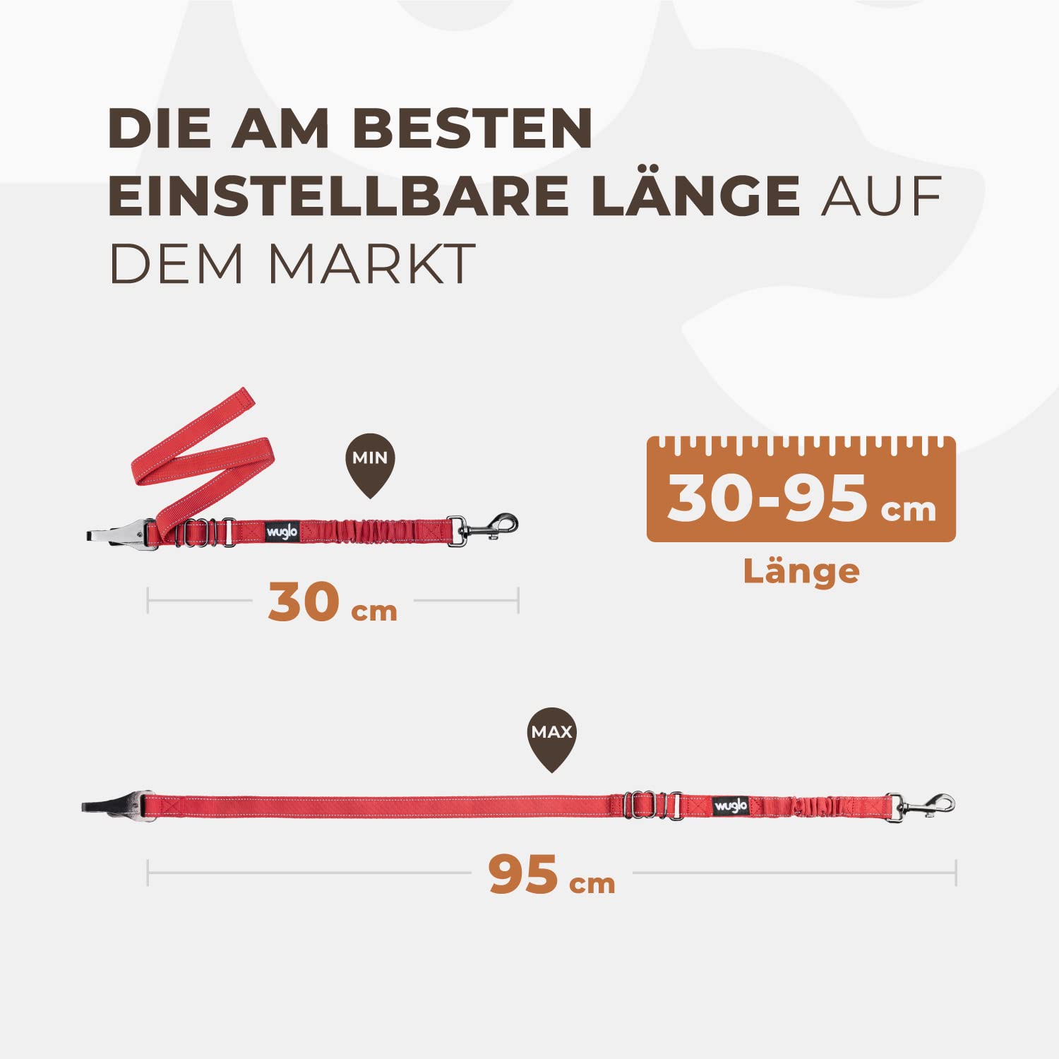 Wuglo Anschnallgurt Hund Auto extradicke Schnalle 30–95 cm