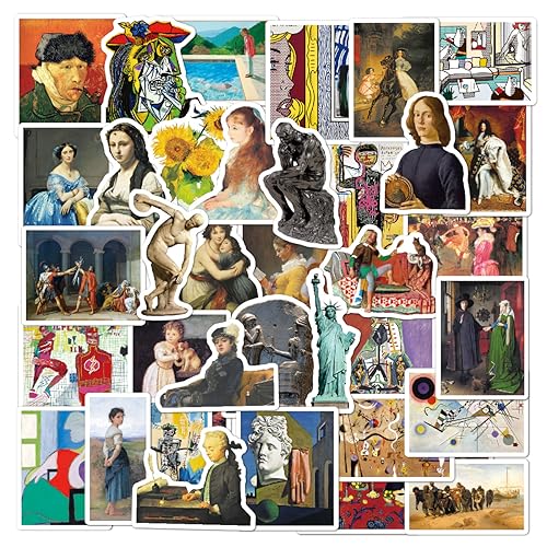 ZELAITE 50 PCS Sticker Renaissance Kunst Aufkleber für Laptop, Telefon, Wasserflasche, Skateboard, Koffer, Gitarre, Pad, niedliche ästhetische Vinyl Aufkleber, Wasserdicht, Scrapbook Aufkleber (B)