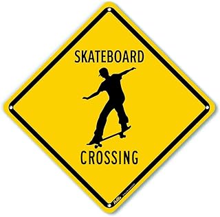 Petka Signs and Graphics PKAC-0158 Skateboard Crossing Aluminum Sign, Black Text with Yellow Background 10