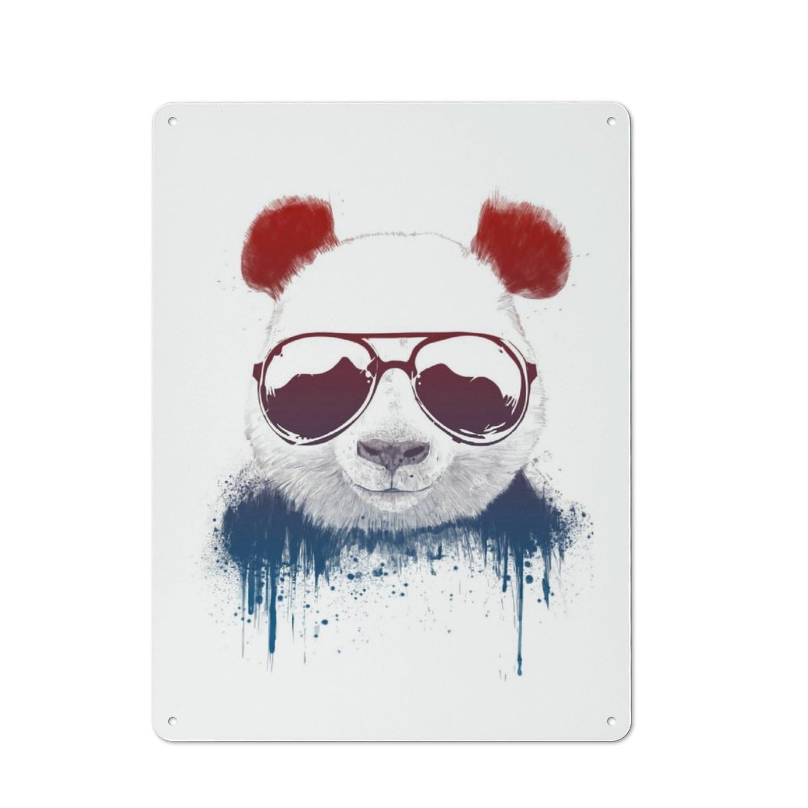 Junmoney Panda Bear Watercolor Retro Tin Sign 40X30cm For Man Cave Or Games Room, A Decorative Christmas Gift For Leisure-Room Decor Enthusiasts