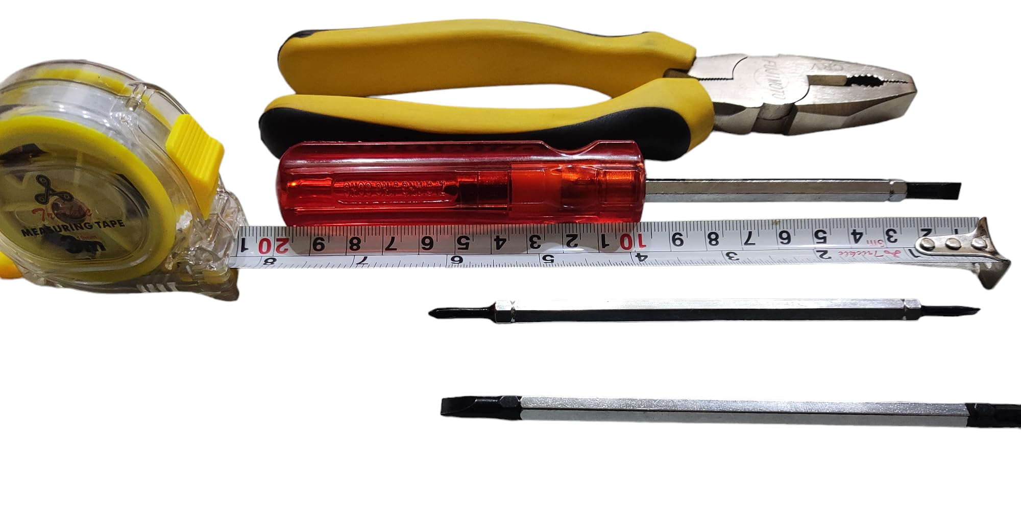 3-Piece Tool Set: 8-Inch Plier, 8-Inch Screwdriver Set, 3-Meter Measuring Tape - Essential Hand Tools for Home Repairs, DIY Projects, and Construction