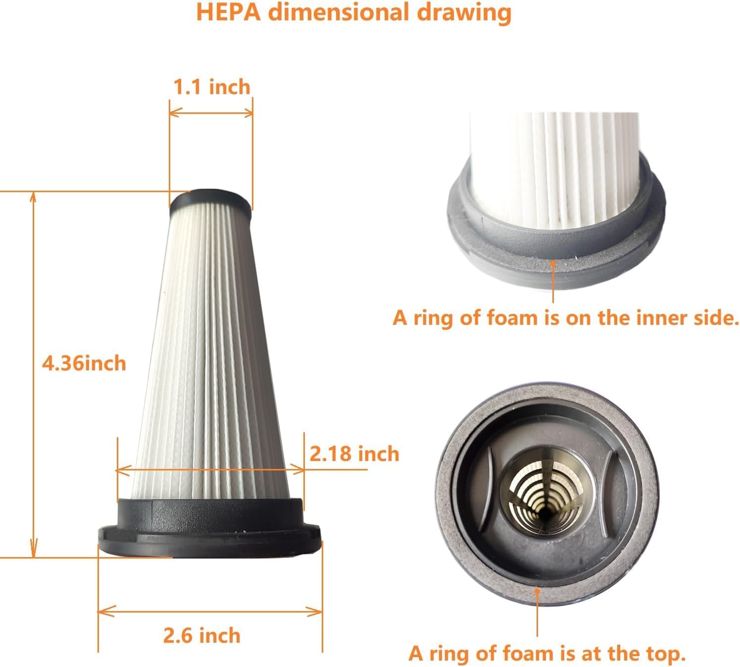 Lot De 2 Filtres HEPA De Rechange Pour Aspirateur Sans Fil EHBR-A001-V01 - Lavables, Haute Efficacité
