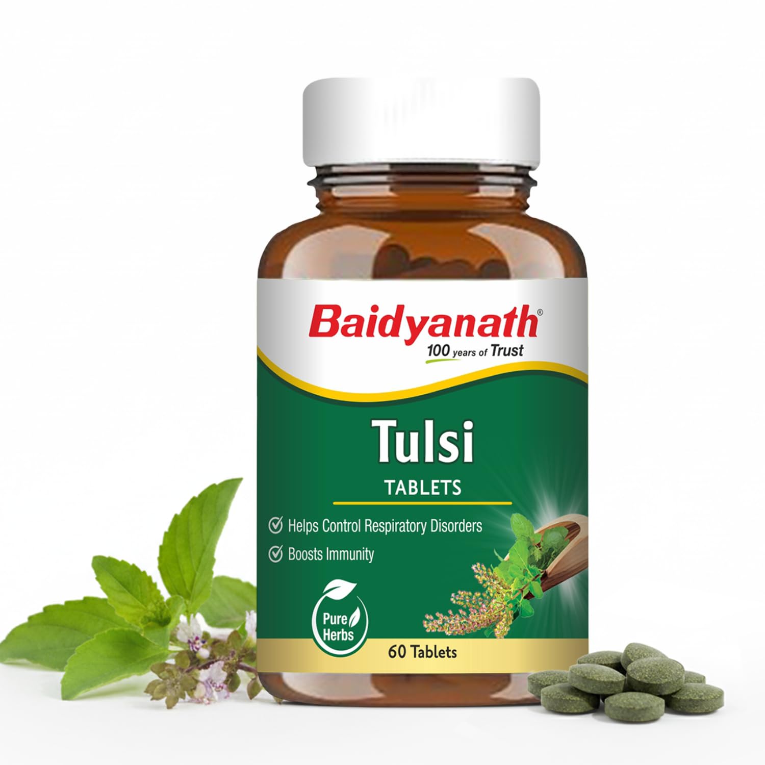Baidyanath Tulsi Tablets - 60 Tab|Helps in Boosts Immunity | Helpful in Cough & Cold (Pack of 1)
