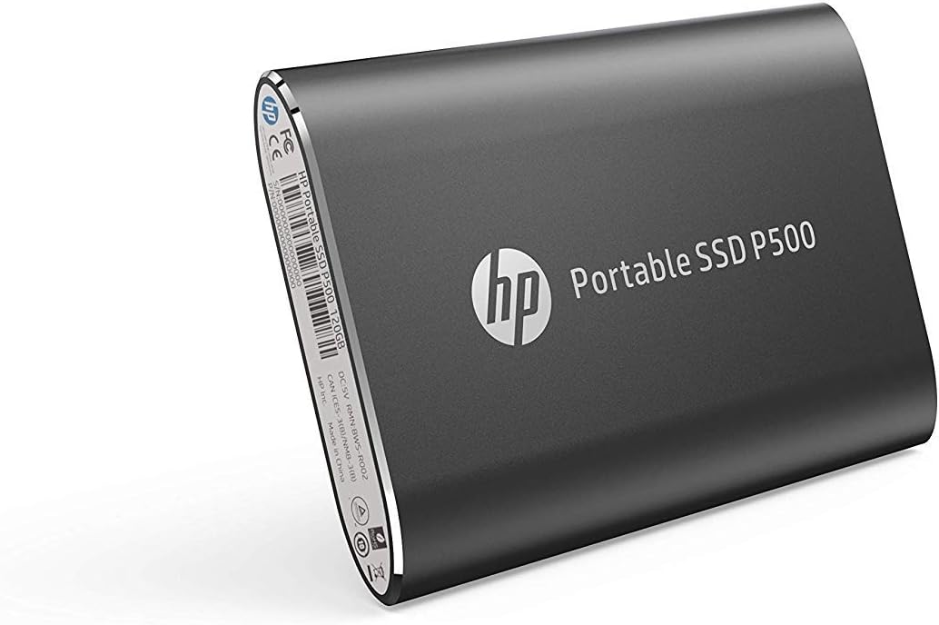 HP P500 500GB Portable SSD - Up to 380MB/s - USB 3.2 External Solid State Drive, Black - 7NL53AA#ABC
