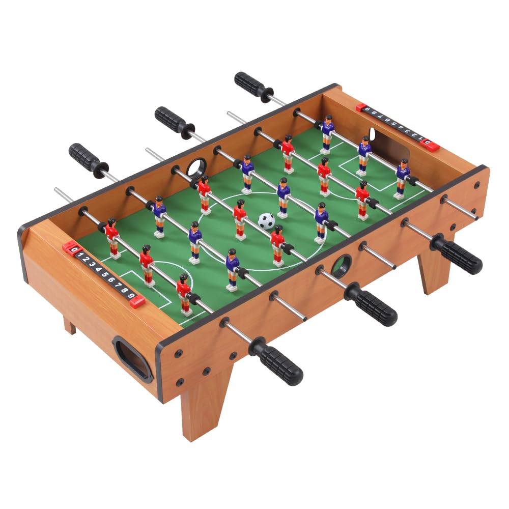 TALLO 27" Foosball Table, Wooden Football Game Set for Adults & Kids w/ 2 Footballs & 18 Soccer Keepers for Family Night, Game Room, Parties, Portable Tabletop Soccer Game