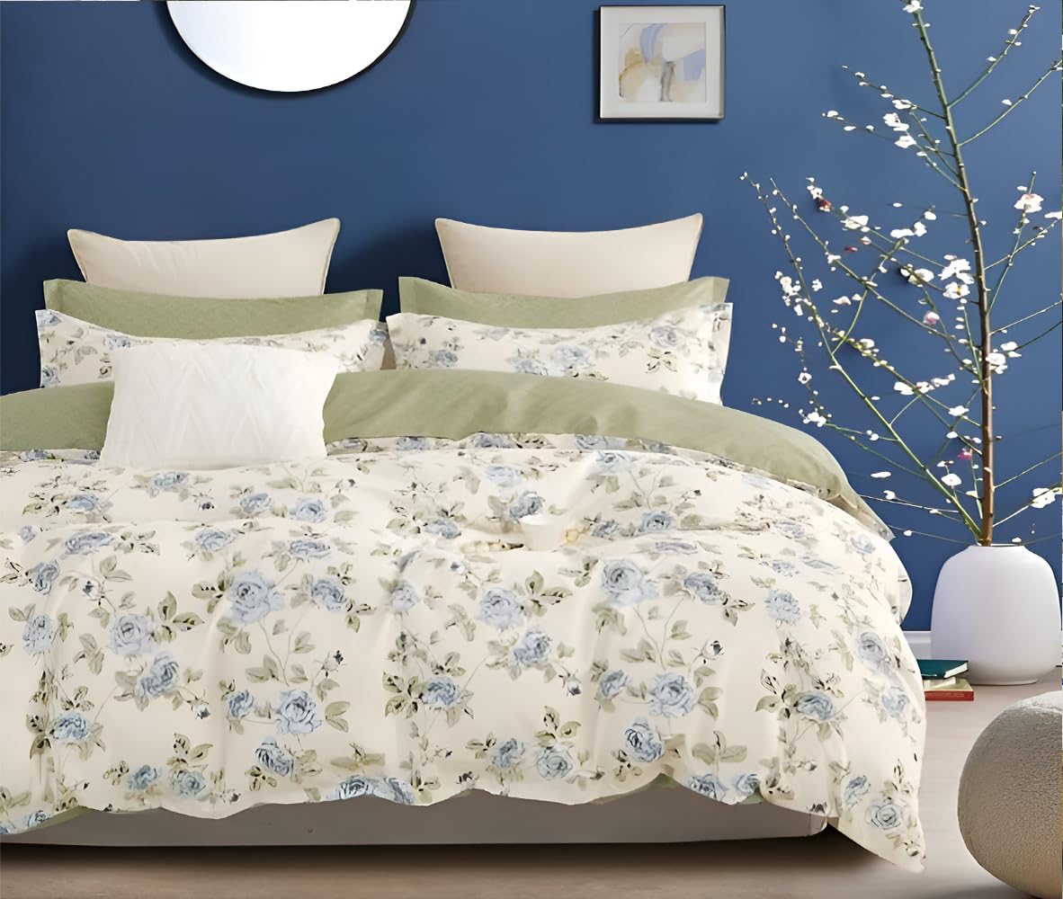 ZORCO STYLE and Luxurious 6 Pieces Cotton King Size Bedding Set and Modern Duvet Cover Set Attractive Design with Fitted Sheet, Quilt Cover, 4 Pillow Cases (ZS27)