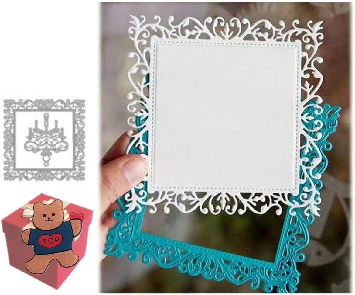 Muiltvoe Lace Leaf Vine Square Frame Dies for Card Making, Cut Stencils Scrapbooking Cutting Dies for DIY Scrapbooking Photo Album Decorative Embossing Paper Dies for Card Making Templated