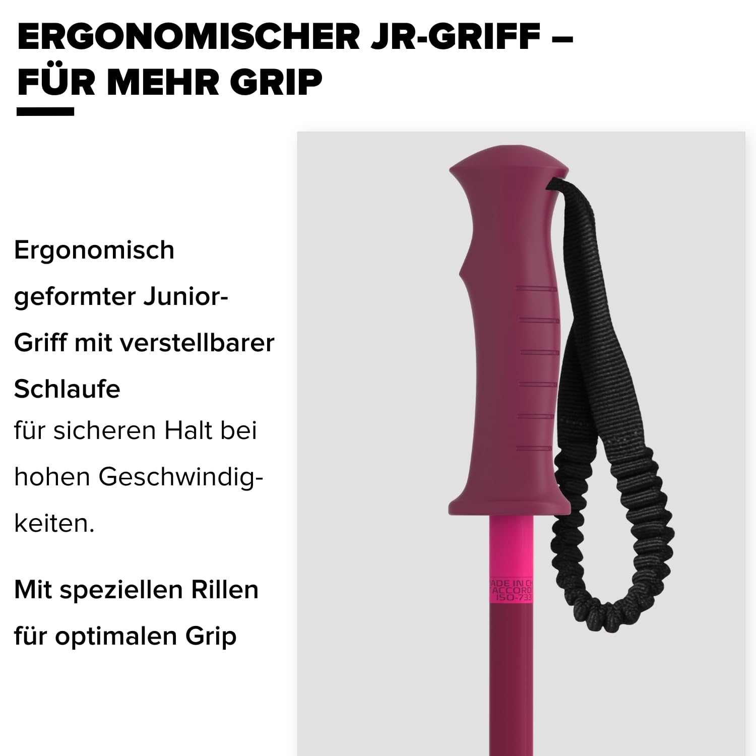 Atomic Salomon AMT Jr Skistöcke - hochwertiger 3* Aluminium Skistock - ergonomischer JR Griff am Stock - elastische Kids Handschlaufe - Stöcke mit 50mm-Pistenteller