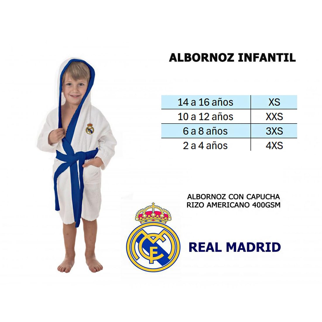 Albornoz del Real Madrid para Adultos y Niños, Regalo para Aficionados