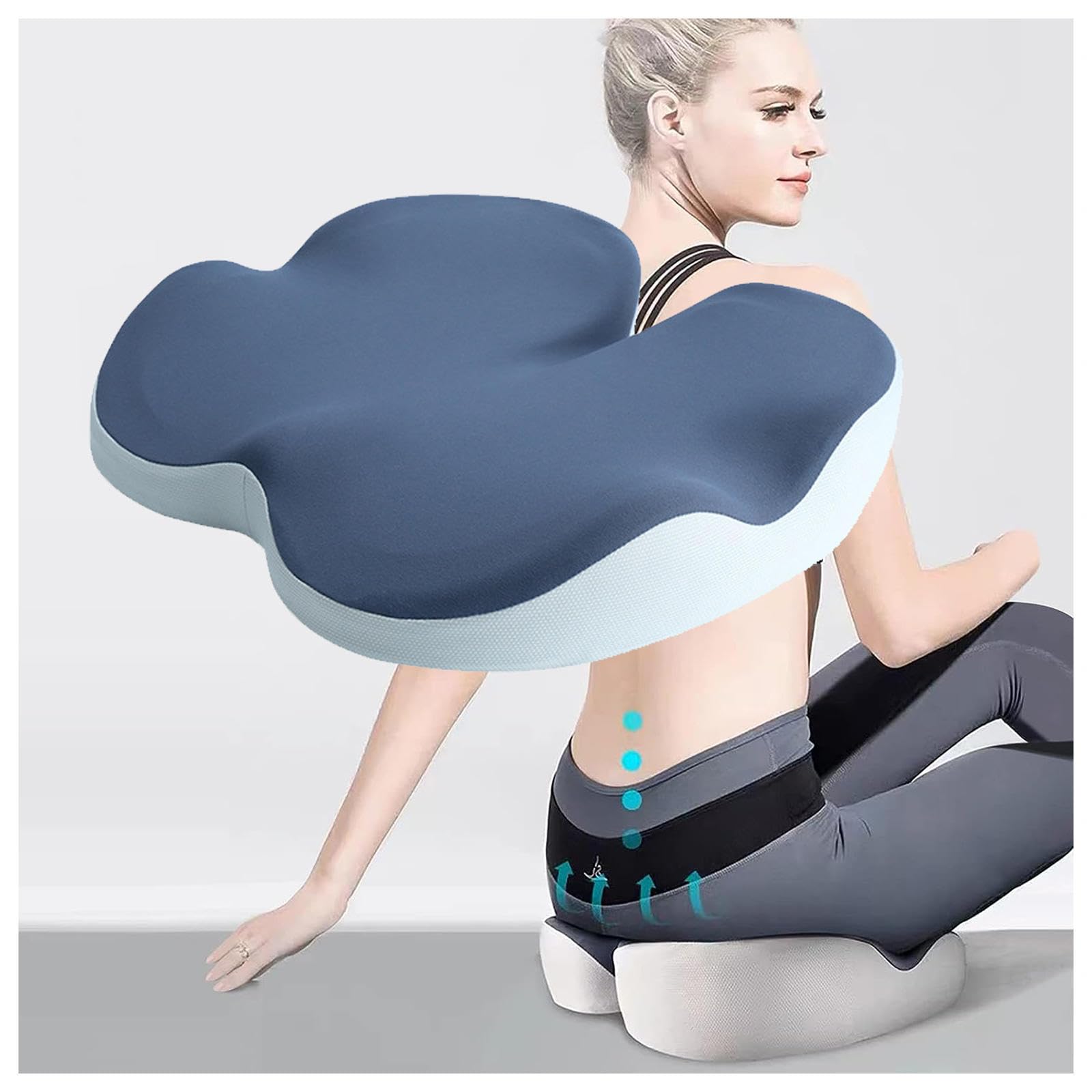 HAZARA Cojín Antiescaras Lavable Ergonómico Cojín De Asiento para Espalda,Alivio del Dolor De Coxis,B-Blue