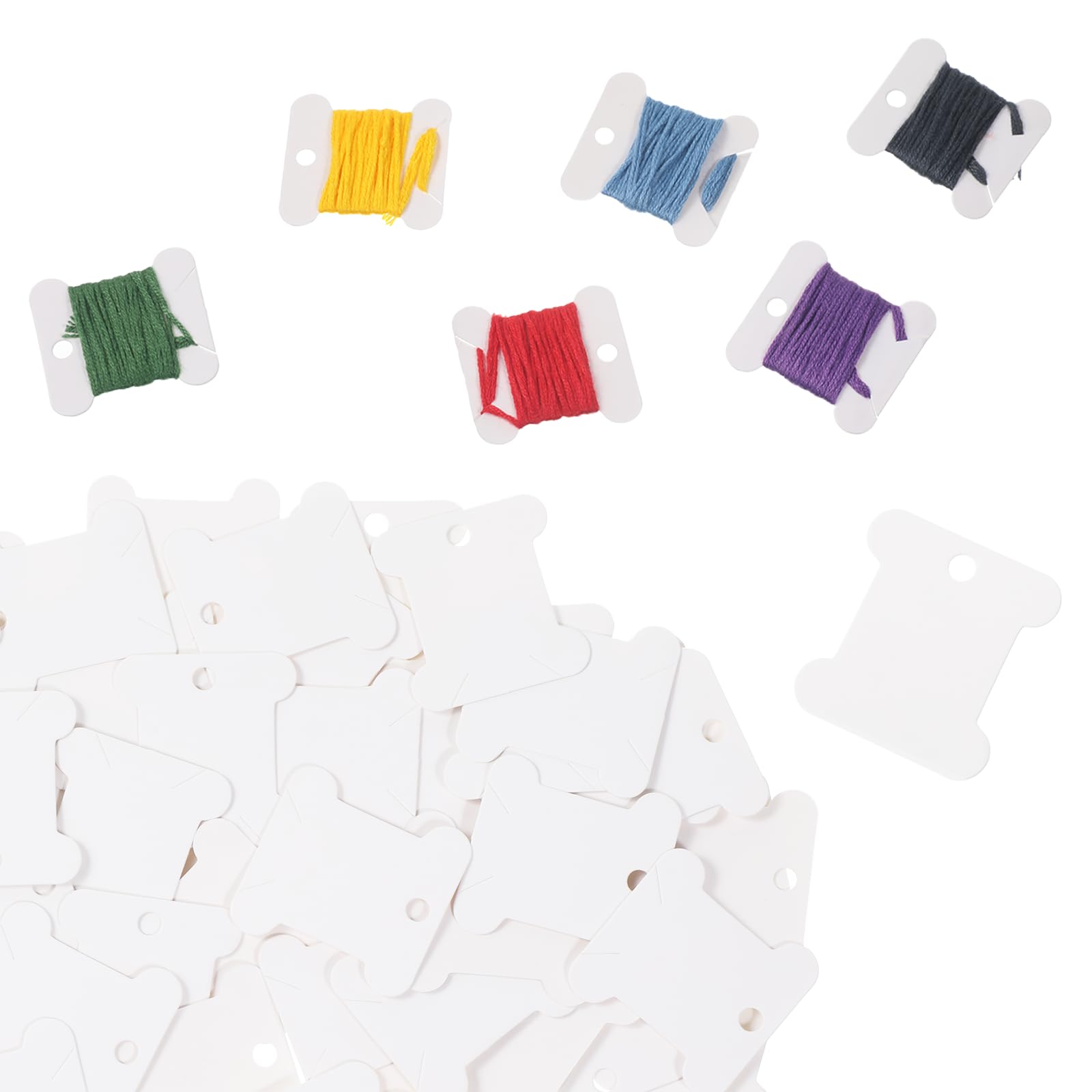 300PCS Embroidery Floss Bobbins, Paper Embroidery Thread Cards, White Sewing Machine Bobbin for Cross Stitch, Yarn Bobbin Winder for Sewing Thread Storage, Needlework Supplies for Sewings Threads