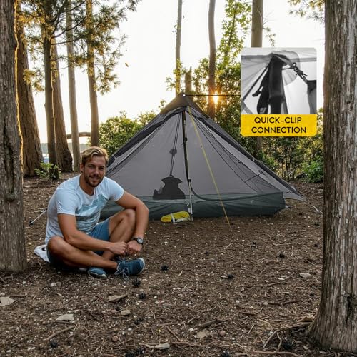 Image of LANSHAN Ultralight Waterproof 1-2 Person Backpacking Tent | Ultralight waterproof nylon, pitch anywhere, for camping & travel.