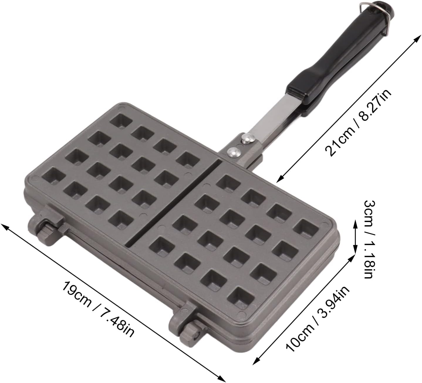 Double Pie Waffle Maker, Non Stick Waffle Irons with Anti Scalding Handle, Portable Aluminum Alloy Stove Top Cast Iron Waffle Maker Pan, Perfect for Kitchen Cooking and Family Breakfast Baking