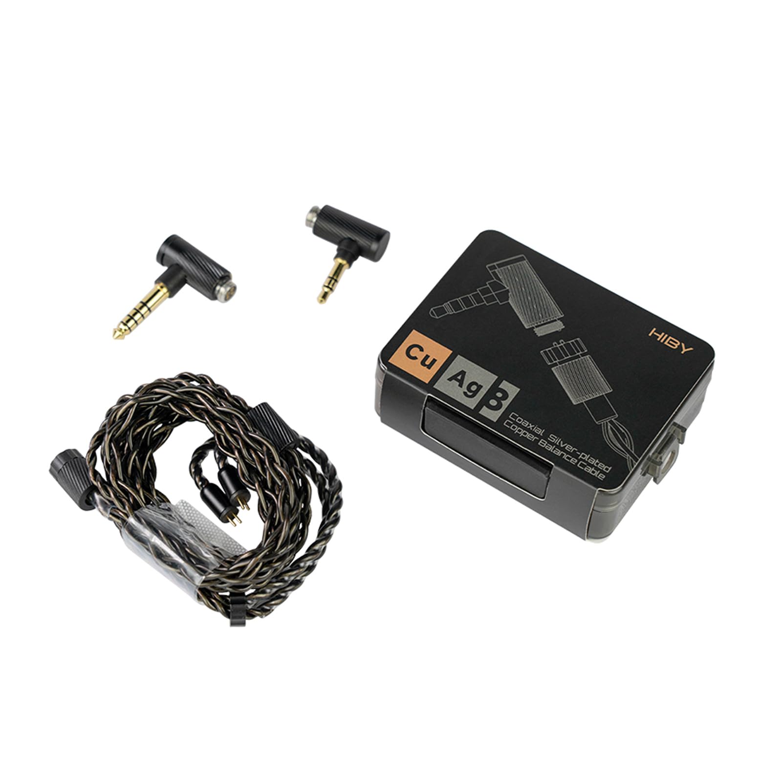 HiBy CuAg8 Balance Earphone Cable Coaxial Silver-Plated Copper Litz Type5 Coaxial Shielding 4Pin-Lock Plugs 3.5mm+4.4mm Jack
