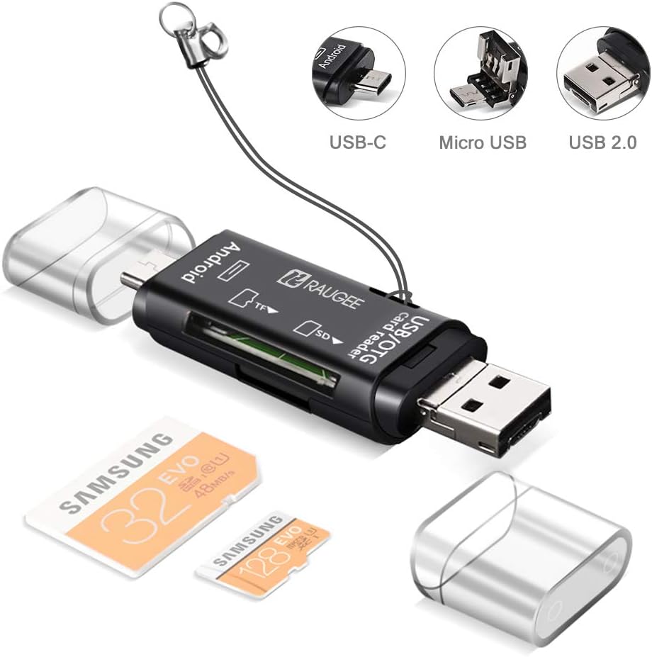 Micro SD Card Adapter,R Raugee Micro SD to USB Adapter USB 2.0 Portable Type C Mini SD Card Reader OTG for Memory Card Mac Computer Android Phone