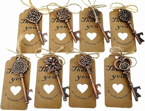 80 piezas de abrebotellas de esqueleto con etiqueta de acompañante y cuerda de yute (tono cobre rojo, 8 estilos) disponible en Yaxa Colombia