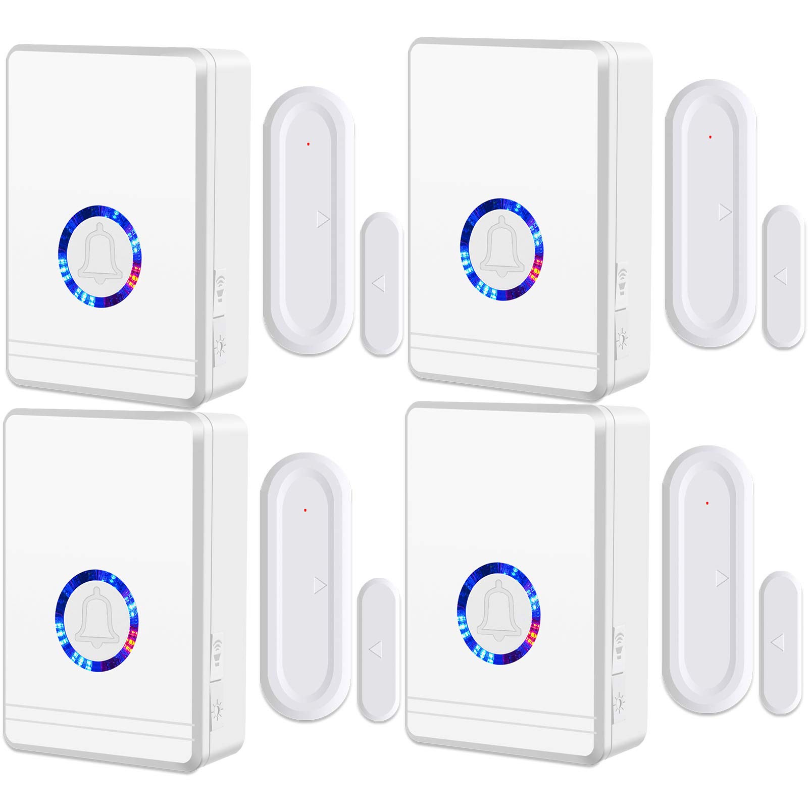 NineLeaf Tür Fenster Sensor, Türsensor Home Alarmanlage, Türalarm Fensteralarm 200M/600FT Reichweite 48 Melodien auf 5 Volumes Tür Laden Haus Büro Fensterkontakt 4 Empfänger 4 Magnetischer Sensor
