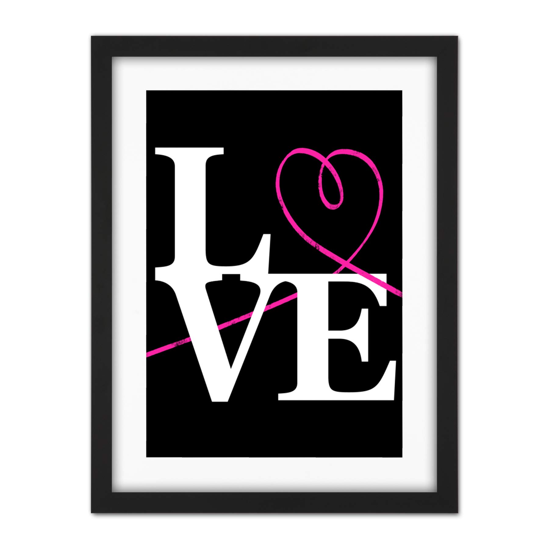 Wee Blue Coo Love Neon Paint Artwork Framed Wall Art Print 18X24 Inch