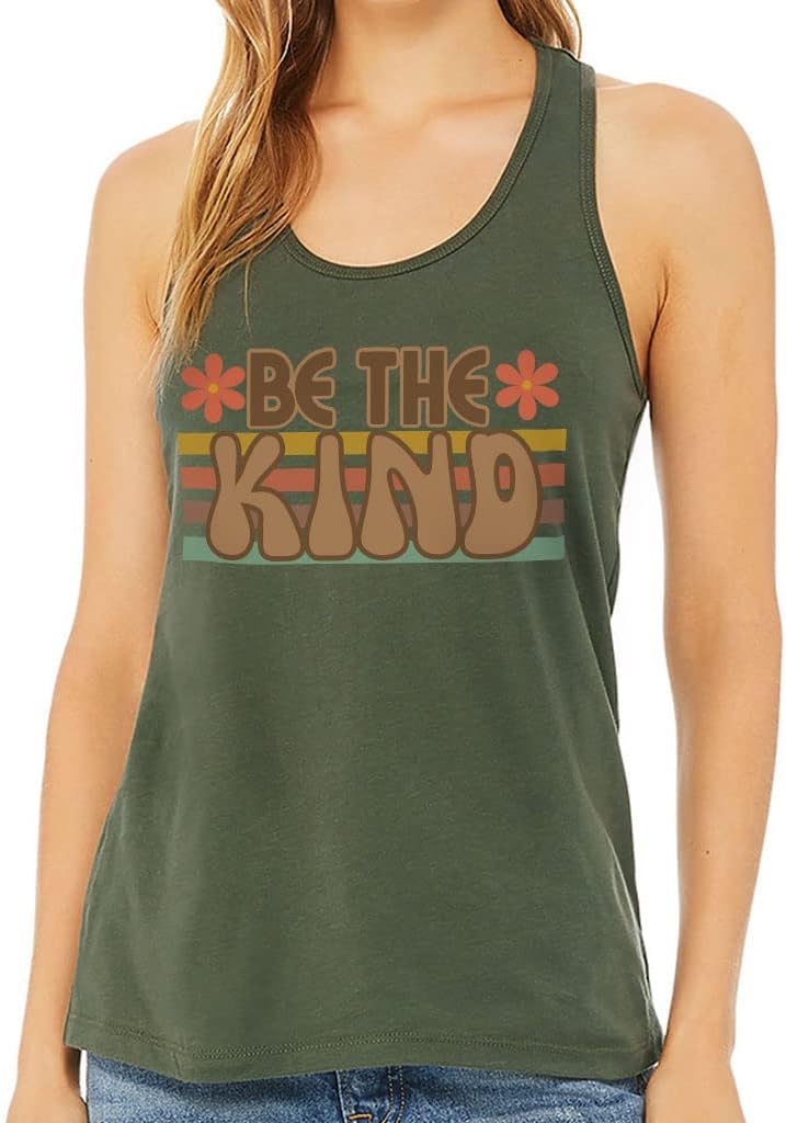 Be The Kind Women's Racerback Tank - Flower Tank Top - Unique Workout Tank