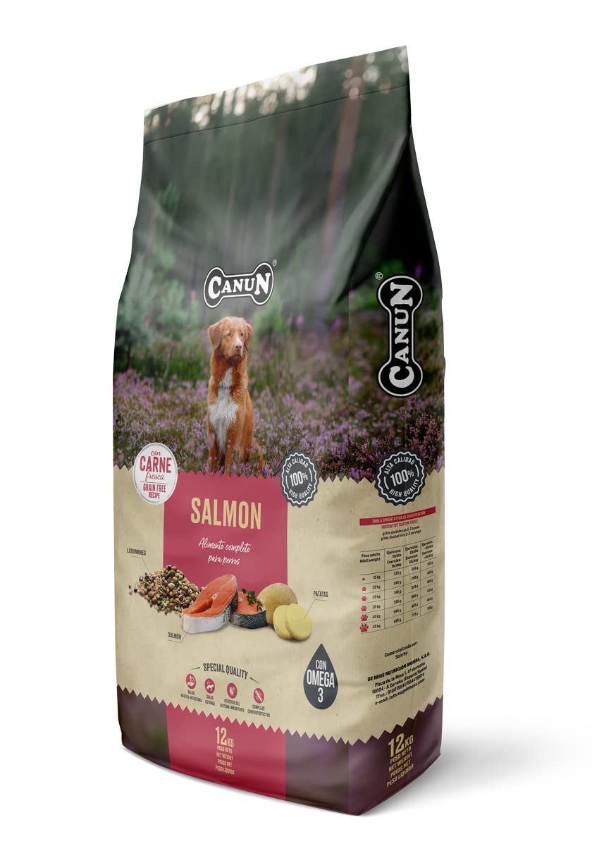Pienso para Perros Adultos con Salmón Fresco Sin Cereales Alimento seco para Perros 12 kg Canun Fresh Salmon