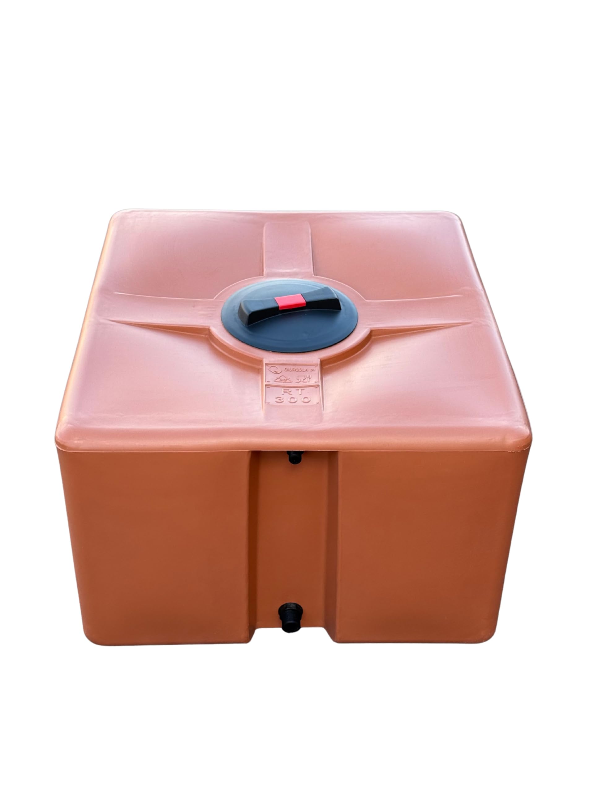 Depósito de agua potable paralelepípedo rectangular bajo de 300L color terracota
