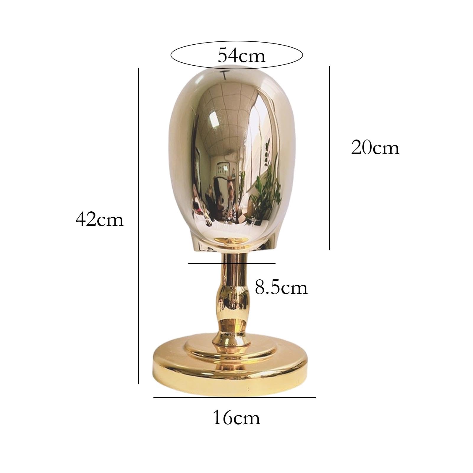 Manichino Testa per Parrucche Stand Cappelli con Base Separabile Realizzato in Pp Adatto a Mostre Donazioni Decorazioni Interne, oro