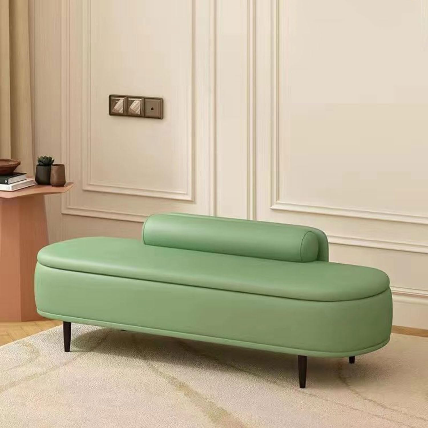 GHFXSCV Upholstered Leather Storage Bench Bedside Ottoman with Space for Items Shoe Changing Stool Footrest Entryway Bench Stylish Storage Solution for Home Decor