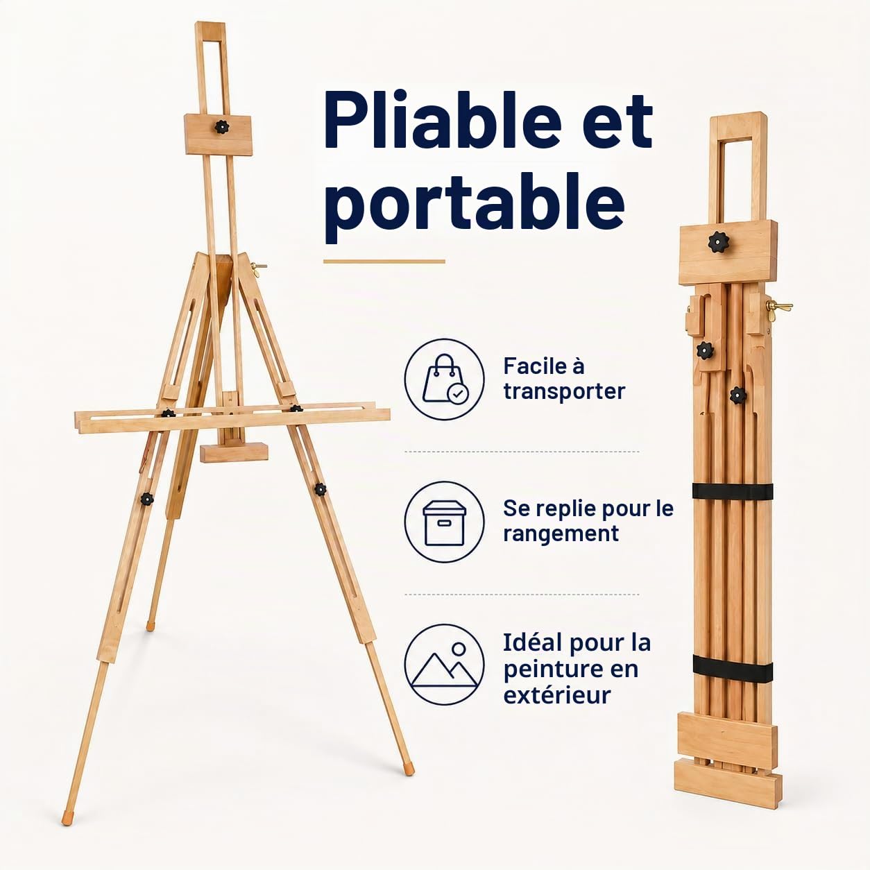EXERZ Chevalet Trépied En Bois Hêtre Bois Pliable Artiste Toile Support