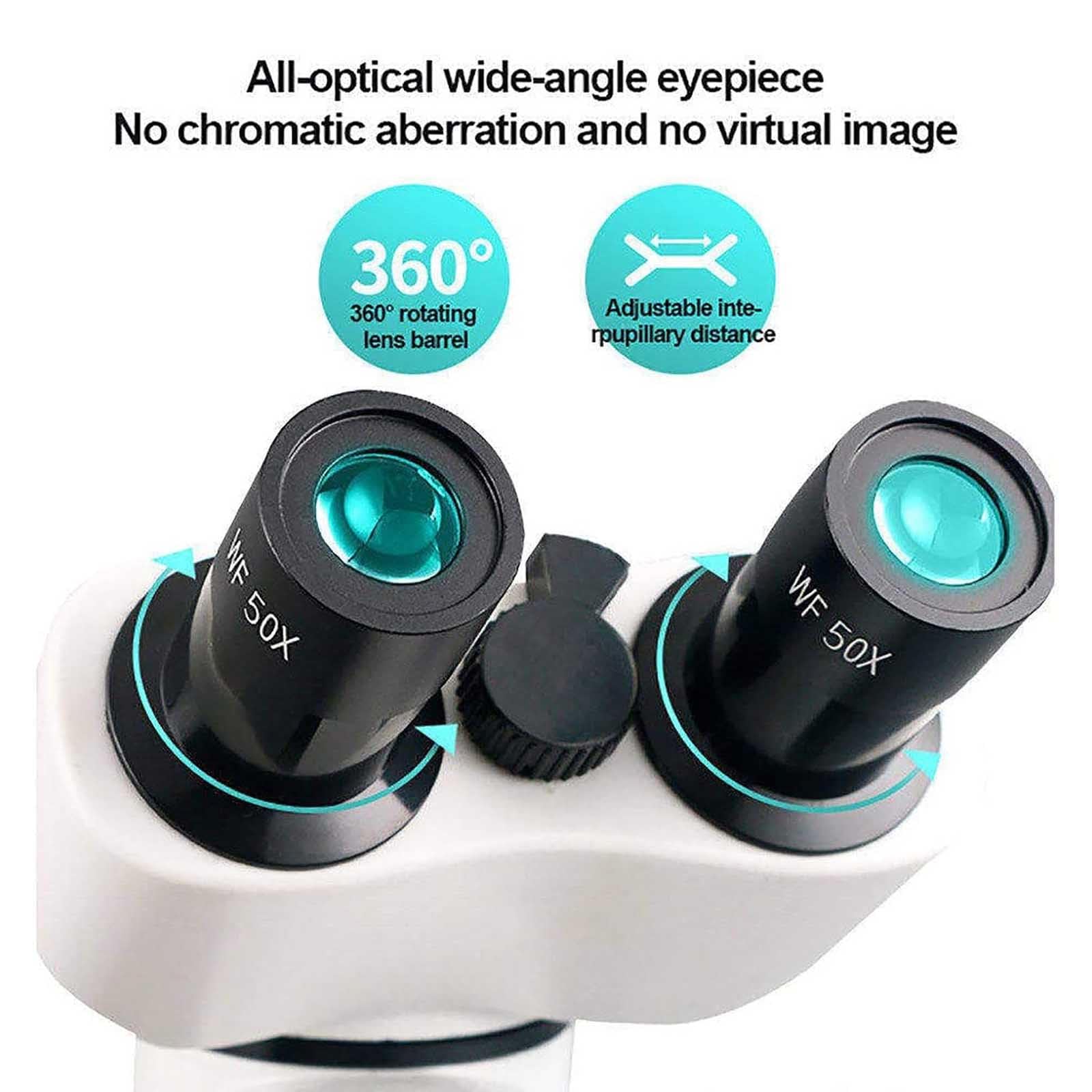 Microscopio Biologico Binoculare - Microscopio Professionale per Ricerca con Doppia Illuminazione A LED, Microscopio Ottico HD con 10 Campioni - Ottimo per Studenti E Adulti, 50000x