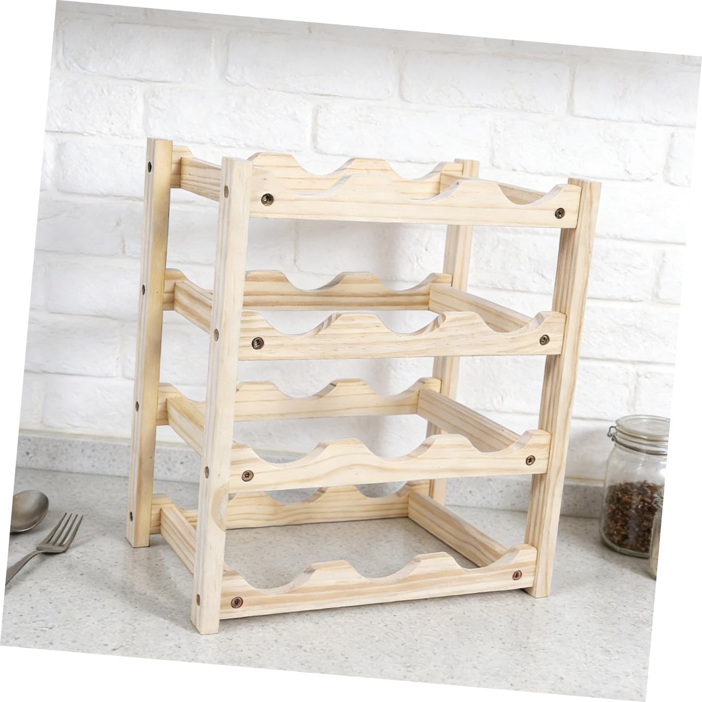 PRETYZOOM Fashionable Wooden Wine Rack Wine Bottle Rack Counter Top Decorative Holder Bottle Organizer Wooden Display