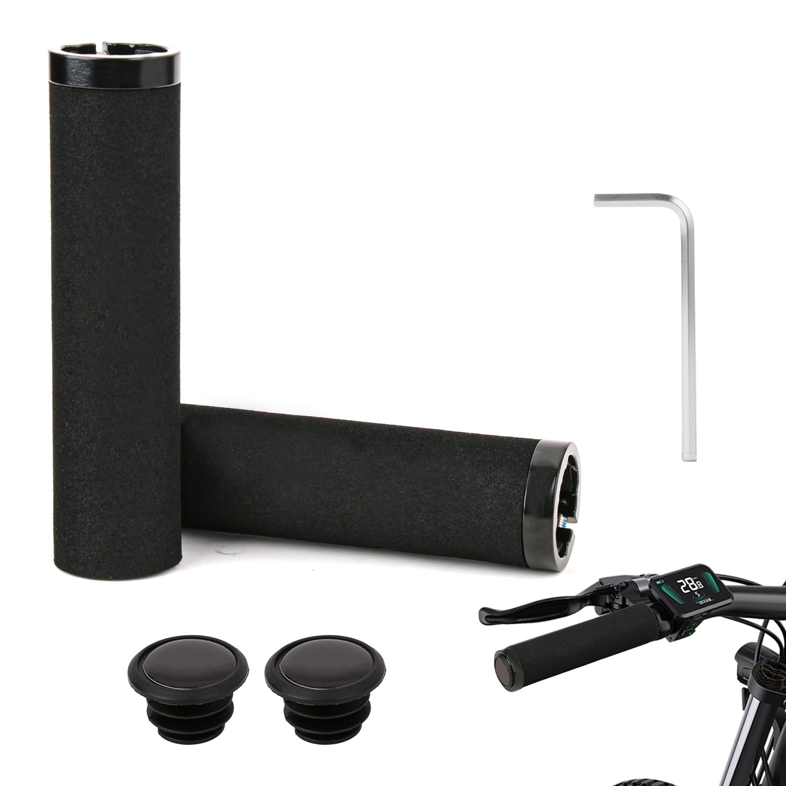 Handlebar Grips, 2pcs Handle Bar Grips For Bike Handlebar MTB Grip Mountain Bicycle Scooter Grip Foam Comfortable Single Lock-On Bike For Beach Cruiser BMX Black