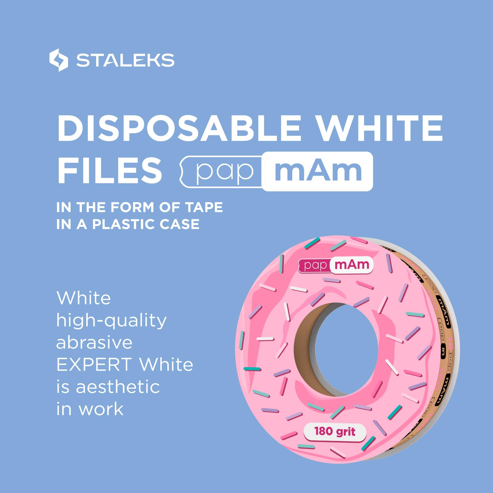 Cinta abrasiva desechable blanca papmAm Expert (sin estuche de plástico) STALEKS Pro 180 grit