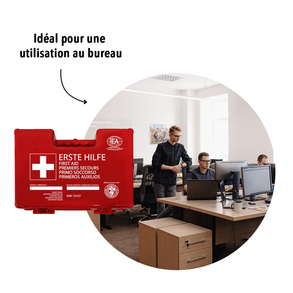 IEA Medical Kit de premiers secours DIN 13157 professionnel robuste pour entreprise bureau atelier