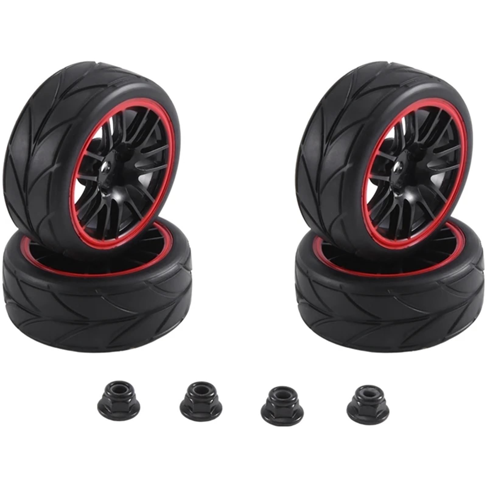 Ricambi Accessori Auto RC 1/10 RC On-Road per Auto da per Turismo, Parti di Ricambio, Accessori di Ricambio, 4 Cerchi Esagonali da 12 Mm, Pneumatici in Gomma da 2,59 Pollici