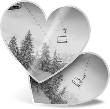 2 x Heart Stickers 15 cm - BW - Snowboarding Mountain Ski Skiing Fun Decals for Laptops,Tablets,Luggage,Scrap Booking,Fridges, #41179
