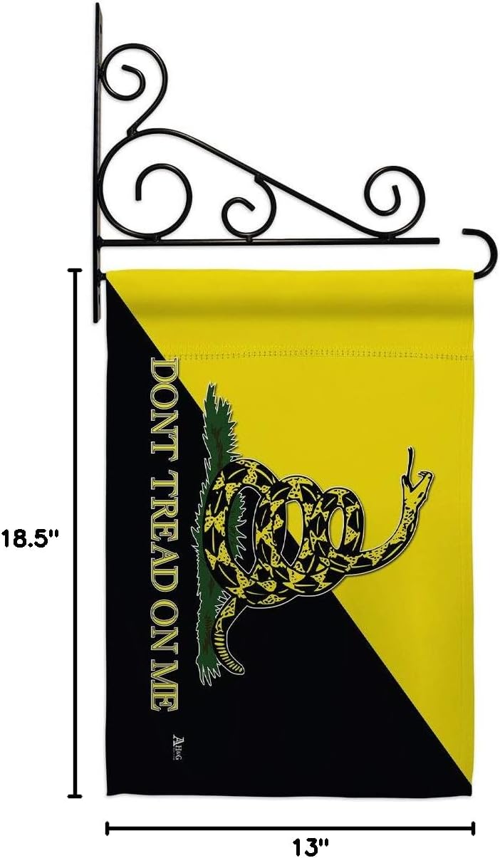 Gadsden Anarcho Capitalist Garden Flag Set Wall Holder Americana US Historic July Memorial Veteran Independence United State American Small Gift Yard House Banner Made In USA 13 X 18.5