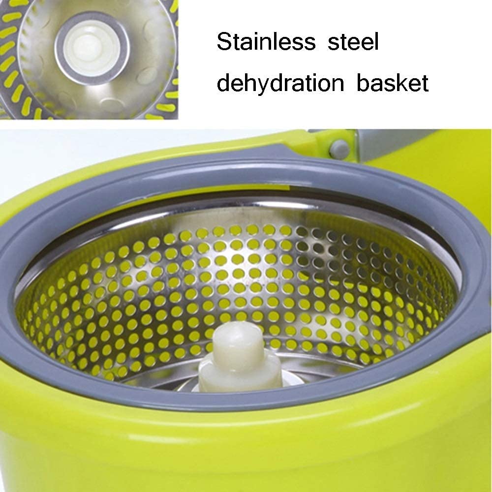 Kit pavimenti in legno duro in microfibra Sistema pulizia pavimenti con secchio mocio rotante con 4 testine in microfibra Sistema pulizia pavimenti con secchio in acciaio inossidabile con testa in mi