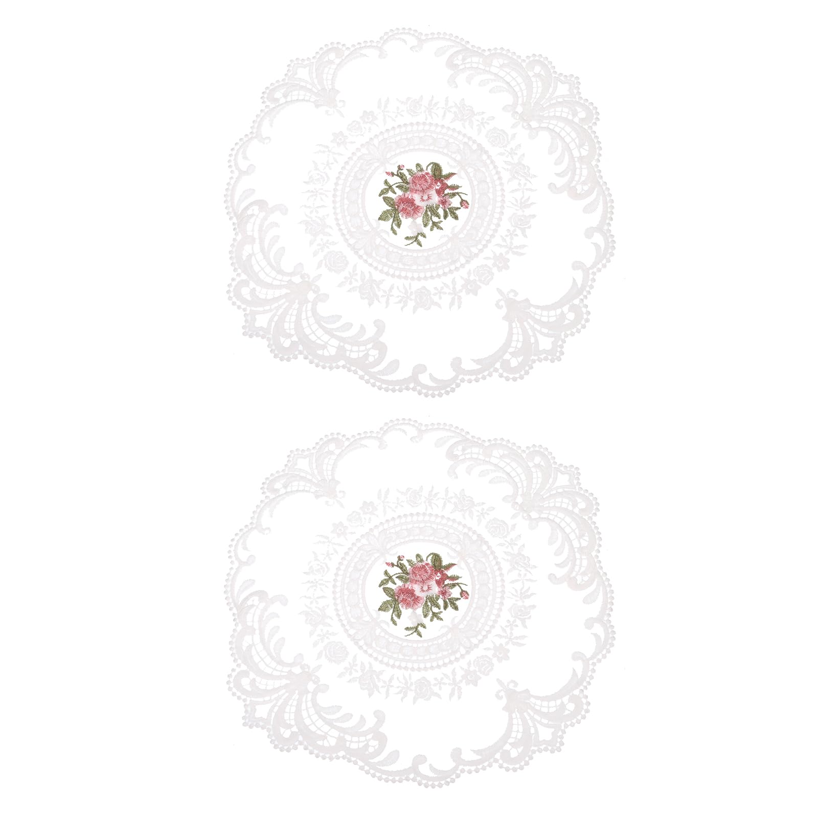 Napperons ronds brodés en dentelle rétro blanche de 28 cm pour table de cuisine