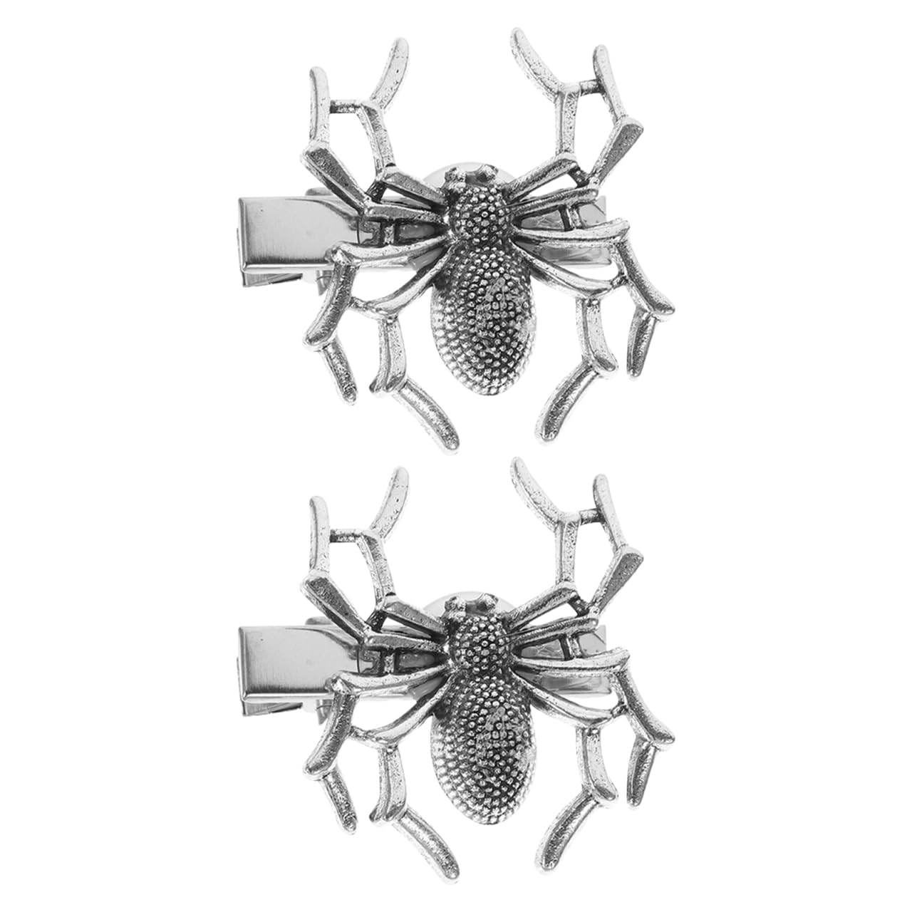 Minkissy 2 Pcs Dark Spider Hair Clip Mini Spider Hair Clip Silver for Women and Kids, Rhinestone Barrettes, Halloween Hairpin