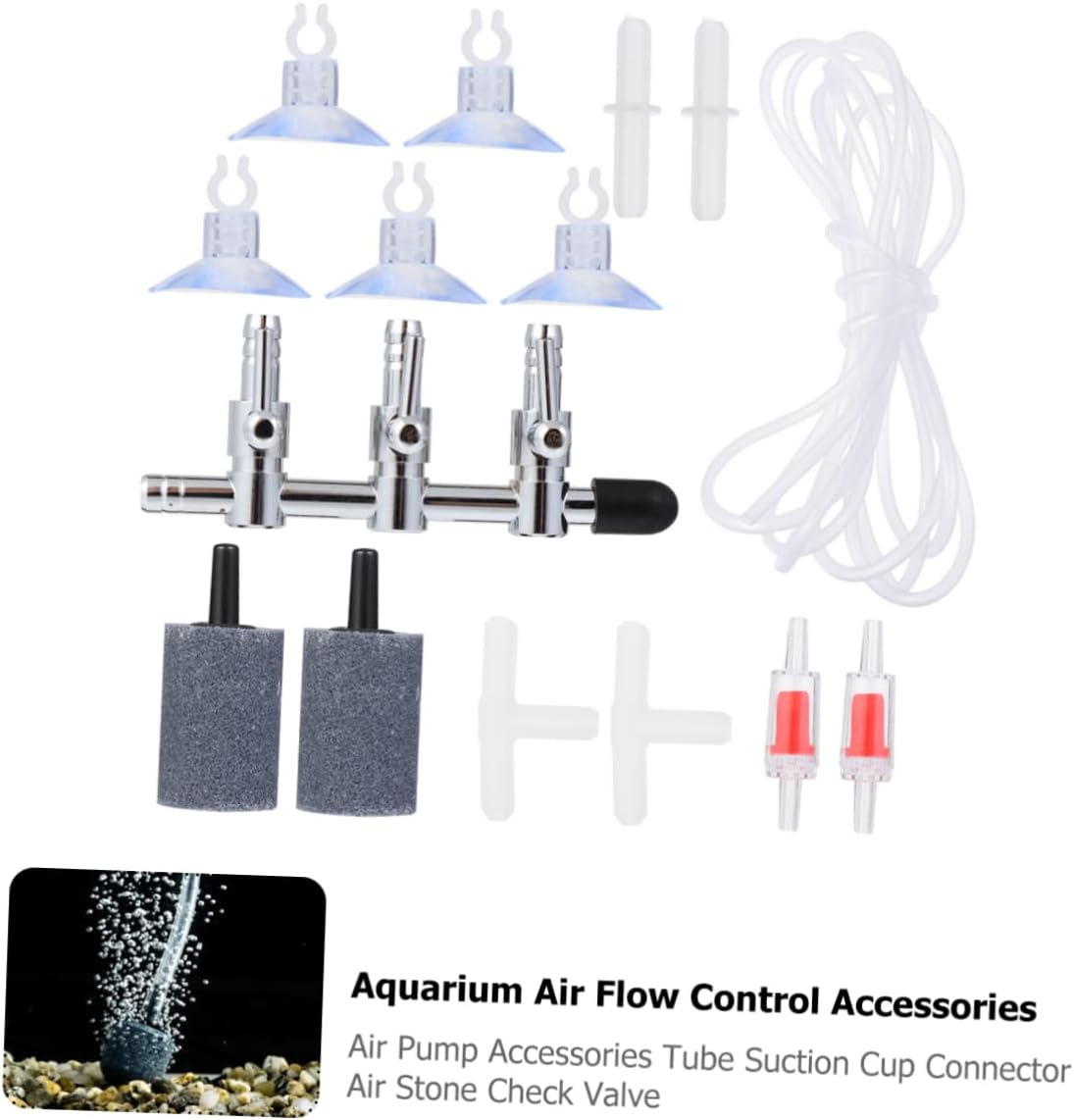 16Pcs Air Pump Accessories Fish Tanks Includes Suction Cups Air Connectors and Air Stones Easy to Install Aquarium Oxygenation