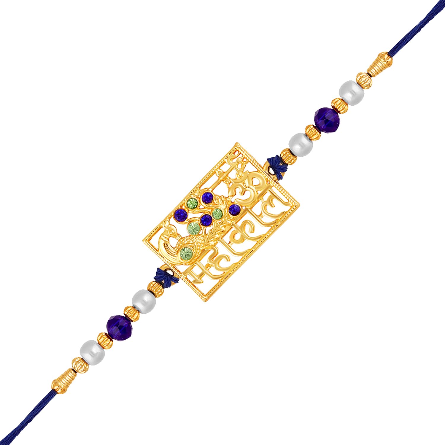 Mahi Gold Plated Peacock-Shaped OM and Mahakal Engraved Crystals Studded Rakhi for Brother, Bhai, Bro (RA1100820GMul) (B0D8BR9VBP) Amazon Price History, Amazon Price Tracker