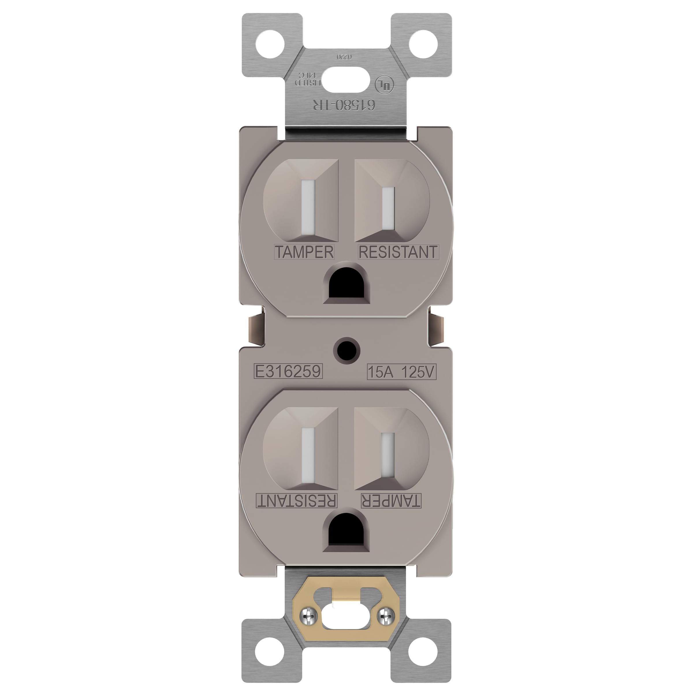 Elite Series Duplex Receptacle With Stainless Steel Metal Wall Plate | UAE
