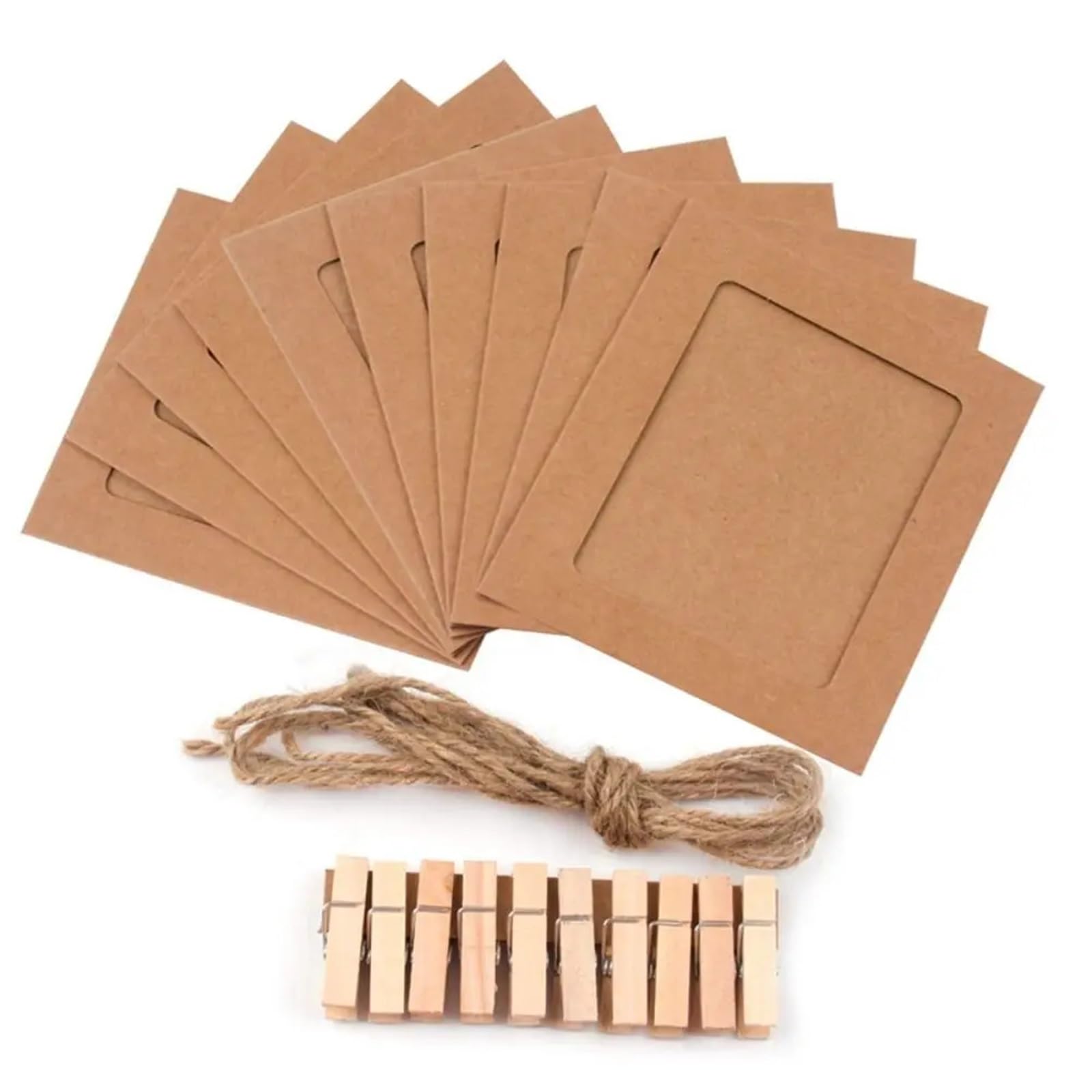 Gwyzax Paper Picture Frames 50Pcs/set Paper Picture Photo Frames Practical DIY Kraft Photos Album Combination Frame Durable With Clips Home Decoration(Coffee)
