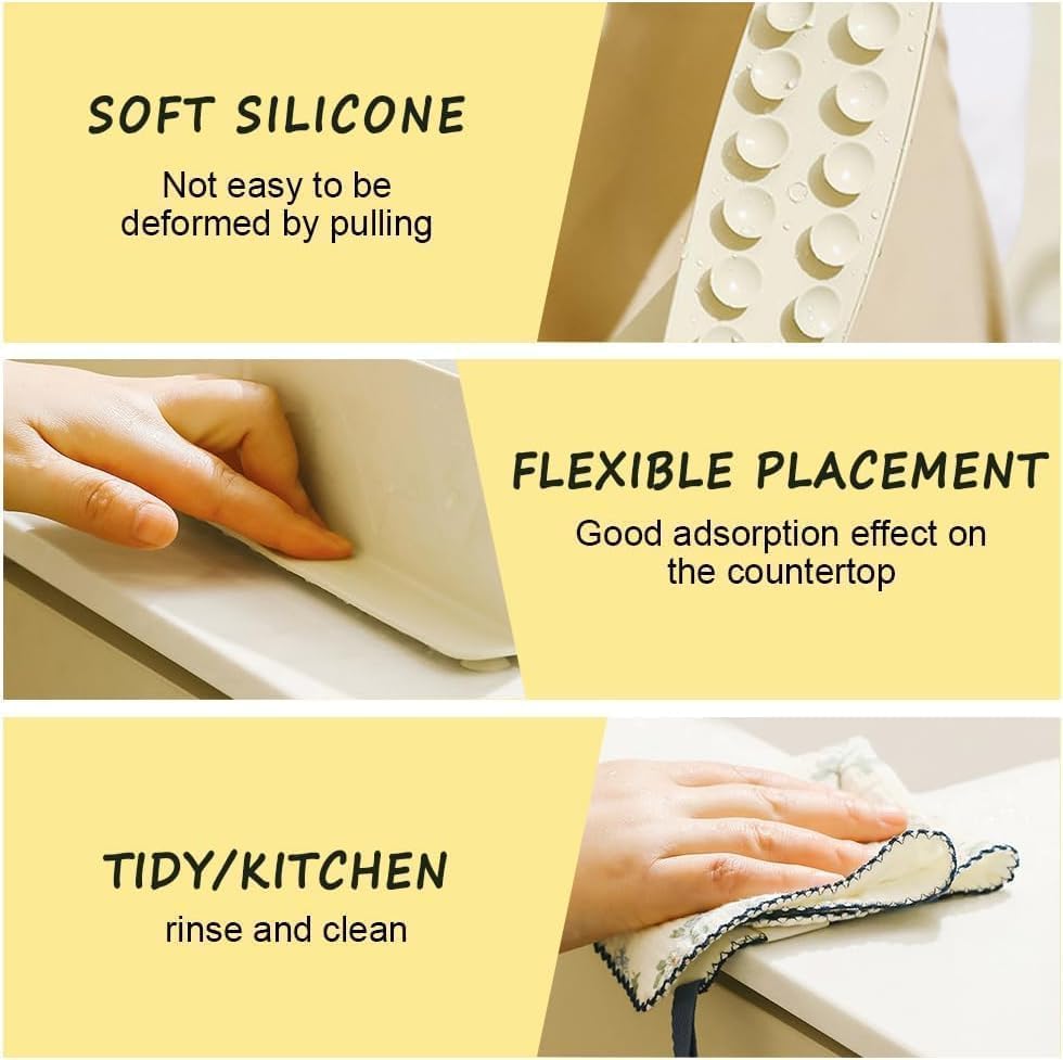 Image of Silicone Sink Splash Guard 48cm - Flexible Sink Water Stopper Strip for Kitchen Slab & Bathroom Basin, Easy to Clean Cut-to-Fit Edge Protector (Buy 2 get 1 Free)