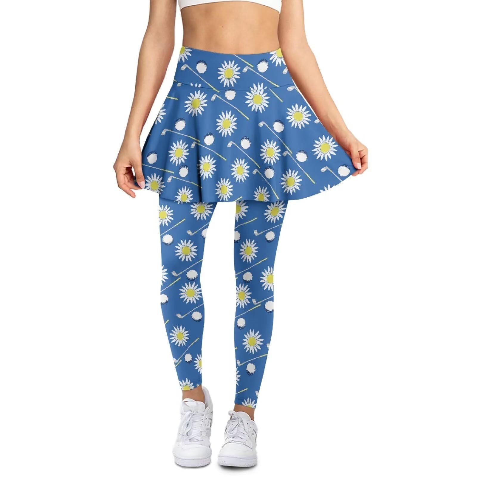 Poceacles Spódnice legginsy dla kobiet tenisowe spódnice legginsy spandex bieganie spódnice golfowe legginsy z mini spódniczką rajstopy