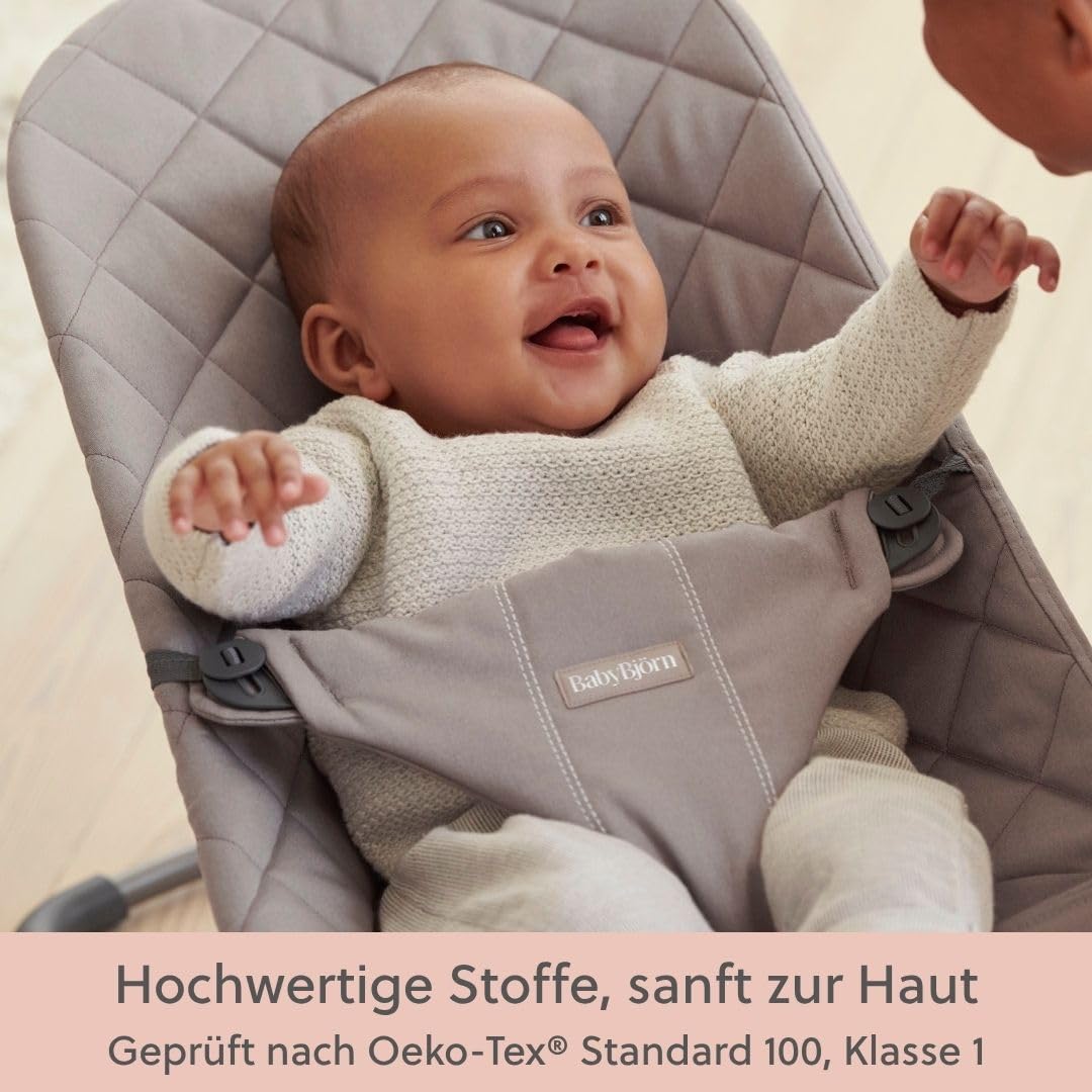 BabyBjörn Babywippe Bliss, Gewebt, Klassische Steppung, Sandgrau