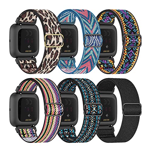 Wizvv Correa Compatible con Fitbit Versa 2/ Versa Lite SE Mujeres/Niñas Correa Ajustable de Nylon Elástico Smartwatch para Versa 2/ Versa Lite SE 6 Piezas Cover