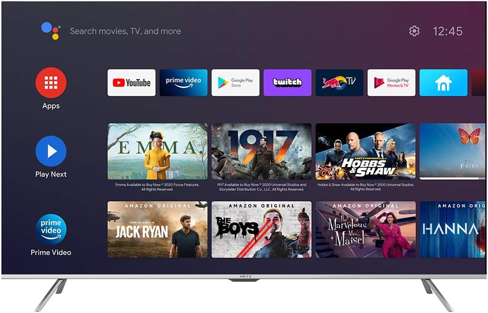 Metz Smart TV, Serie MUC7000, 55 (139 cm), 4K UHD, Versione 2022, Wi-Fi, Android 10.0, HDR10/HLG, HDMI, ARC, USB, Slot CI+, Dolby Vision, DVB-C/T2/S2, HEVC MAIN10, Google Assistant, Argento Metz Smart TV, Serie MUC7000, 55 (139 cm), 4K UHD, Versione 2022, Wi-Fi, Android 10.0, HDR10/HLG, HDMI, ARC, USB, Slot CI+, Dolby Vision, DVB-C/T2/S2, HEVC MAIN10, Google Assistant, Argento