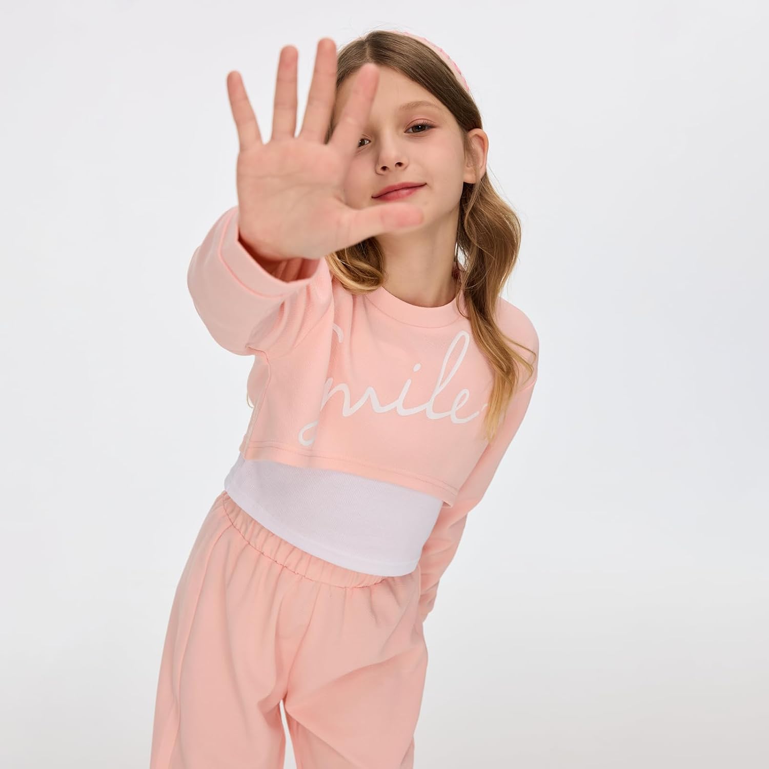 Girls 3 Piece Outfits Graphic Crop Top Camisole and Sweatpants Set Summer Workout Shirt Tank and Pants Overalls Pink - Image 3