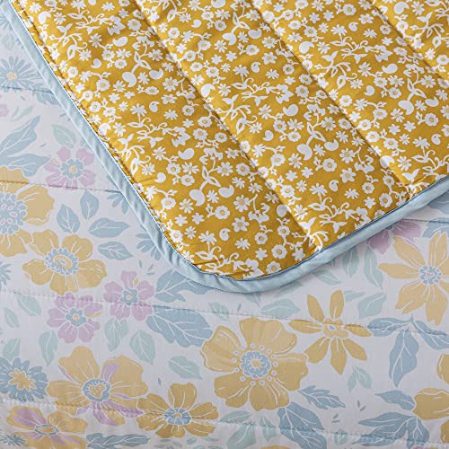 Soul & Lane X Leanna Laming Daisy Days Twin Comforter Set: Twin Quilt With 1 Pillow Sham, White And Yellow Bedding For Girls, Summer Coverlet, Floral Comforter, Pastel Quilted Blanket #TOP5